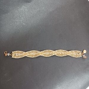 Vintage Alfani Gold Tone Braided Crystal Rhinestone Bracelet Fancy 8.5"